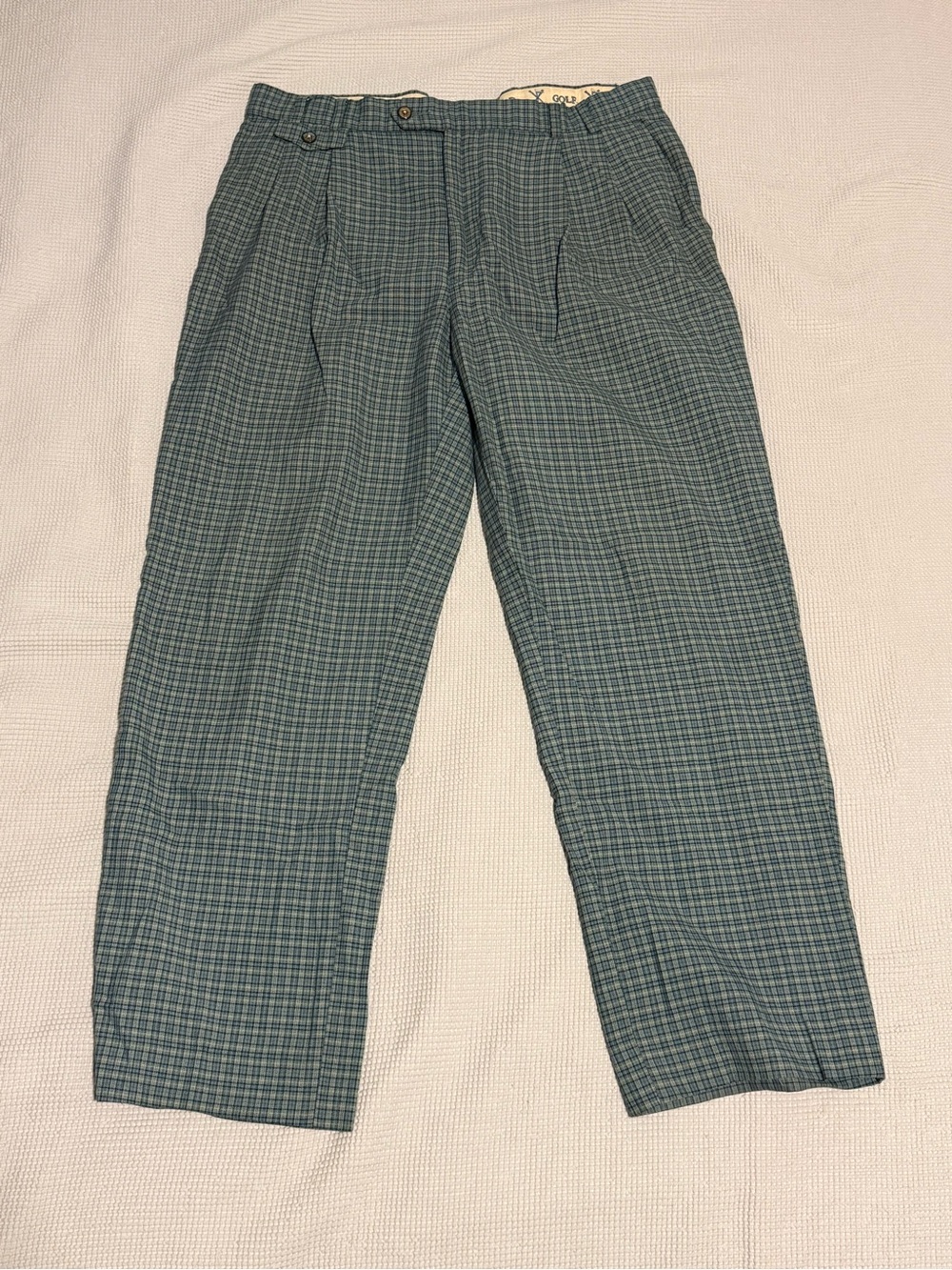 Vintage Daniel David DD Golf Plaid Pleated Pants Men’s 36 Green Blue